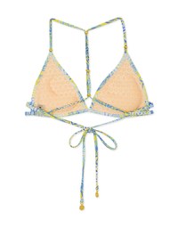 【LIGHT PUSH UP】Beaded Y-Shaped Push-Up Printed Bikini Top Bra Padded