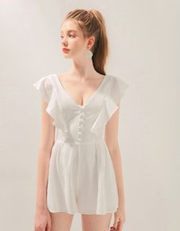 Button Up Flutter Sleeve Playsuit