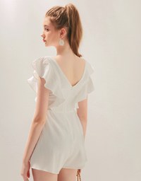 Button Up Flutter Sleeve Playsuit