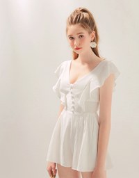 Button Up Flutter Sleeve Playsuit