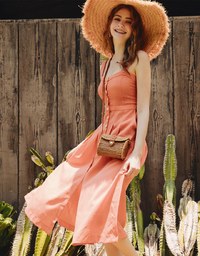 Button Down Linen Midi Tank Dress