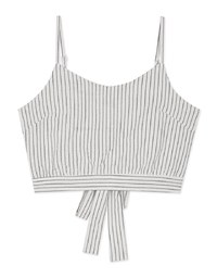 Striped Thin Strap Back Ribbon Crop Top