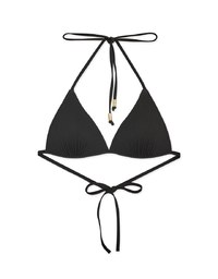 【PUSH UP】Textured Fabric Plain Color Bikini Top Single Strap And Bra Padded