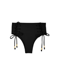 High Waisted Side Lace-Up Shirred Back Bikini Bottom