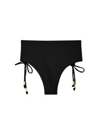 High Waisted Side Lace-Up Shirred Back Bikini Bottom