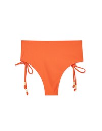 High Waisted Side Lace-Up Shirred Back Bikini Bottom