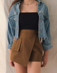 Stylish Pocket Elastic A-Line Skorts