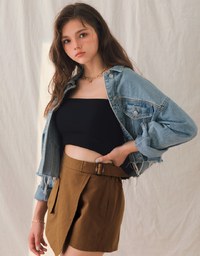 Stylish Pocket Elastic A-Line Skorts