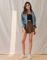 Stylish Pocket Elastic A-Line Skorts