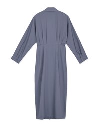 Textured Pleated Slit Shirt Dress