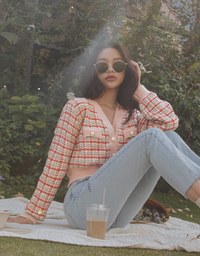 Tweed Button Up Cardigan Top