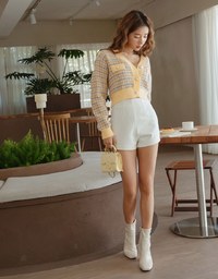 Tweed Button Up Cardigan Top