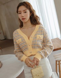 Tweed Button Up Cardigan Top