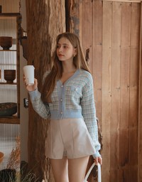 Tweed Button Up Cardigan Top