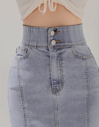 No Filter High Waisted Slimming Slit Denim Jeans Midi Skirt