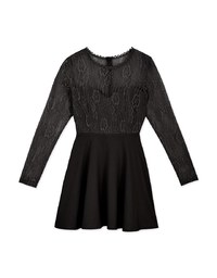 Exquisite Lace Spliced Flare Mini Dress