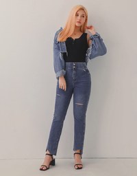 No Filter Shape-Up Slimming Straight-Leg Denim Jeans Pants