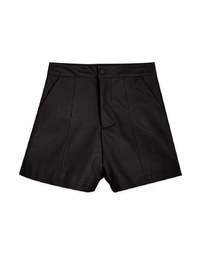Textured A-Line Slimming Faux Leather Shorts