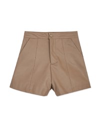 Textured A-Line Slimming Faux Leather Shorts