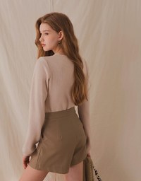 Textured A-Line Slimming Faux Leather Shorts