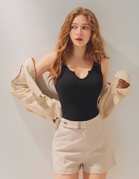Little V Notch Neck Striped Bra Top