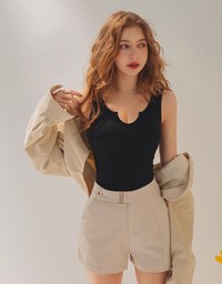 Little V Notch Neck Striped Bra Top