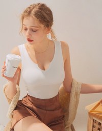 Little V Notch Neck Striped Bra Top
