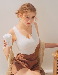 Little V Notch Neck Striped Bra Top