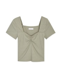 Vintage Square Neck Scrunch Fitted Top