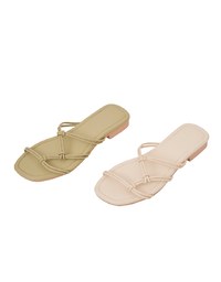 Dual-Strappy Knotted Flat Sandals