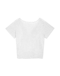 Little V-Neck Lettuce-Edge Hem Crop Top