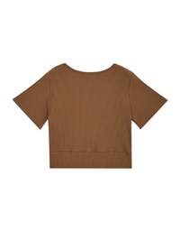 V-Neck Dual Side-Buttons Knit Crop Top