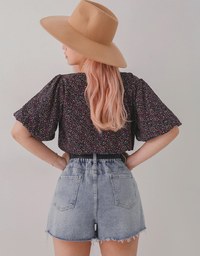 Frayed Belted Denim Jeans Shorts