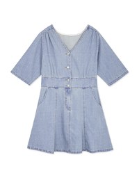 Classic V-Neck Button-Down Denim Jeans Dress