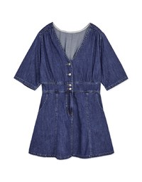 Classic V-Neck Button-Down Denim Jeans Dress