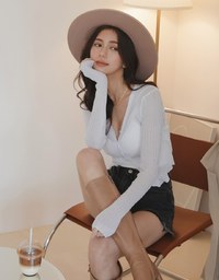 Appealing Sheer Button-Down Knit Top