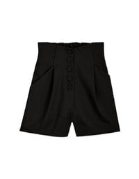 High Waisted Buttoned Slimming Elastic Shorts