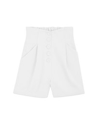 High Waisted Buttoned Slimming Elastic Shorts