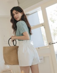 High Waisted Buttoned Slimming Elastic Shorts