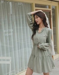 Sweet Tie-Side Cinched Waist Ruffle Dress