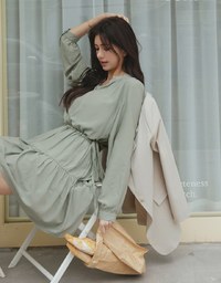 Sweet Tie-Side Cinched Waist Ruffle Dress