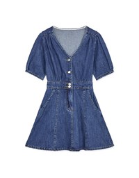 【Den!m LITE】Denim Dress Short Sleeves High Waisted Jeans Mini Dress