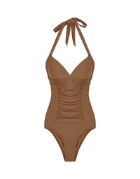 【SLIMMING】Halter Waist Trainer Sculpting Swimsuit Push Up Bra Padded
