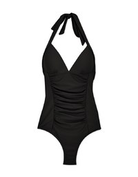 【EXTRA BODICE LENGTH】Tall Girl-Halter Waist Trainer Sculpting Swimsuit Push Up Bra Padded