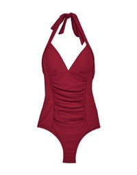 【EXTRA BODICE LENGTH】Tall Girl-Halter Waist Trainer Sculpting Swimsuit Push Up Bra Padded