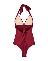 【EXTRA BODICE LENGTH】Tall Girl-Halter Waist Trainer Sculpting Swimsuit Push Up Bra Padded