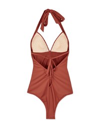 【EXTRA BODICE LENGTH】Tall Girl-Halter Waist Trainer Sculpting Swimsuit Push Up Bra Padded