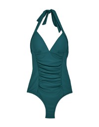 【EXTRA BODICE LENGTH】Tall Girl-Halter Waist Trainer Sculpting Swimsuit Push Up Bra Padded