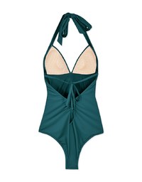 【EXTRA BODICE LENGTH】Tall Girl-Halter Waist Trainer Sculpting Swimsuit Push Up Bra Padded