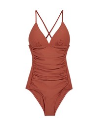 【EXTRA BODICE LENGTH】Tall Girl-Crossback Waist Trainer Sculpting Swimsuit Push Up Bra Padded
